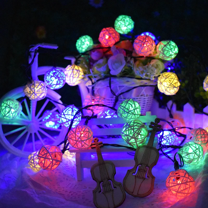 

Solar Outdoor String Lights Rattan Ball Waterproof LED Fairy String Light Decorations for Garden Porch Home Christmas Wedding