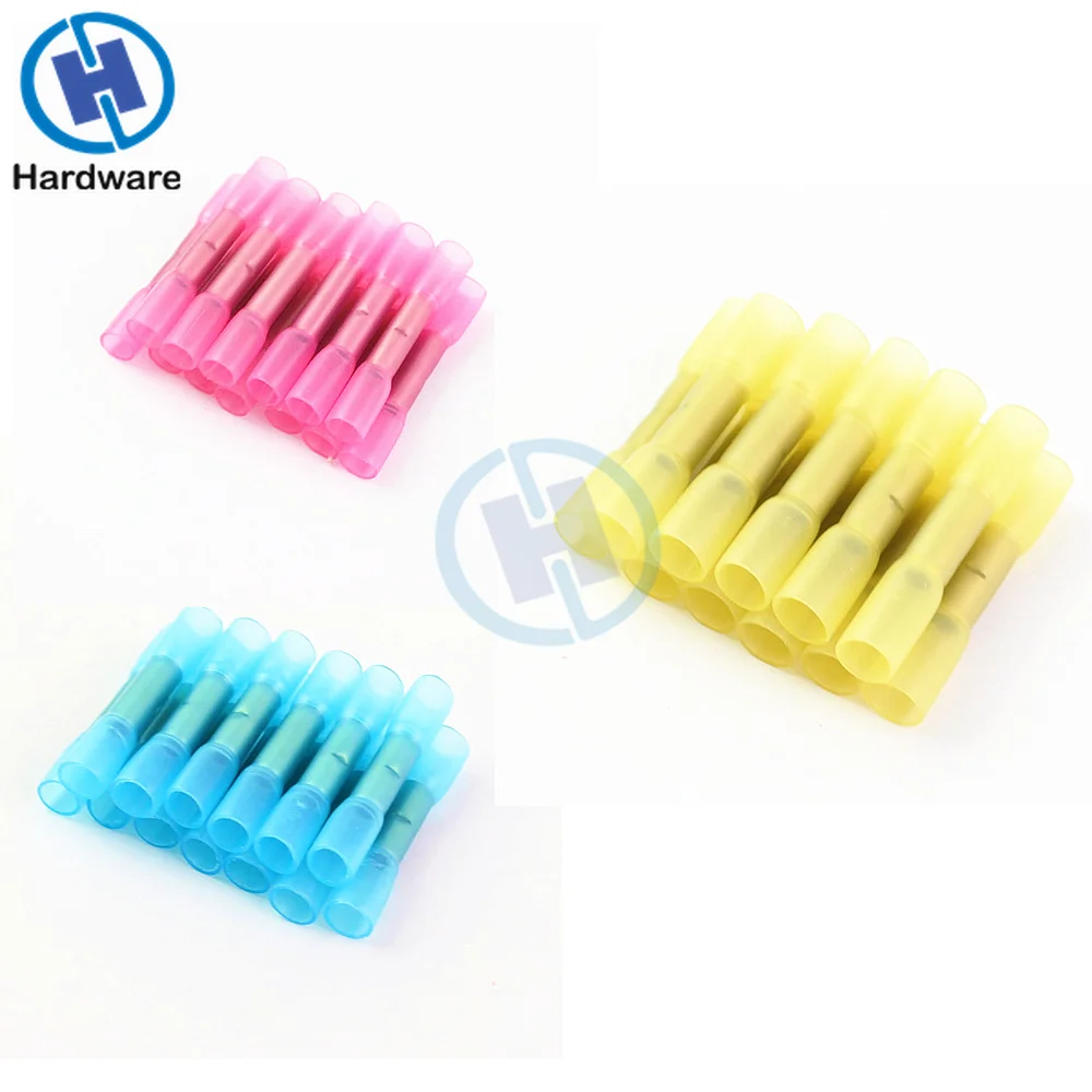 

Hot Heat Shrink Terminal Insulated Butt Electrical Splice Wire Connectors Cable Crimp Connector AWG 22-10 Red Blue Yellow