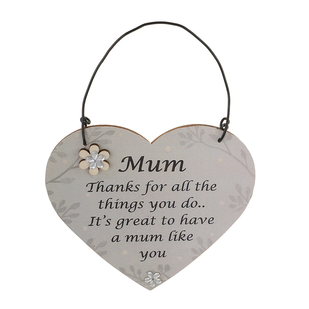 Mum Thanks for all the things you do.. Wall Door Wooden Plaque Heart Shape Hanging Signs