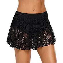 Плавание плиссированная юбка женские Леггинсы для йоги из Плетеный крючком Плавки бикини геометрический цветочные кружева Плавание костюм с трусы Underla