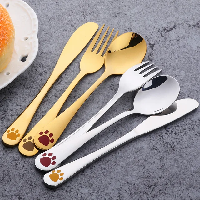 Buy Children Tableware Cutlery Set Gold 18Pcs