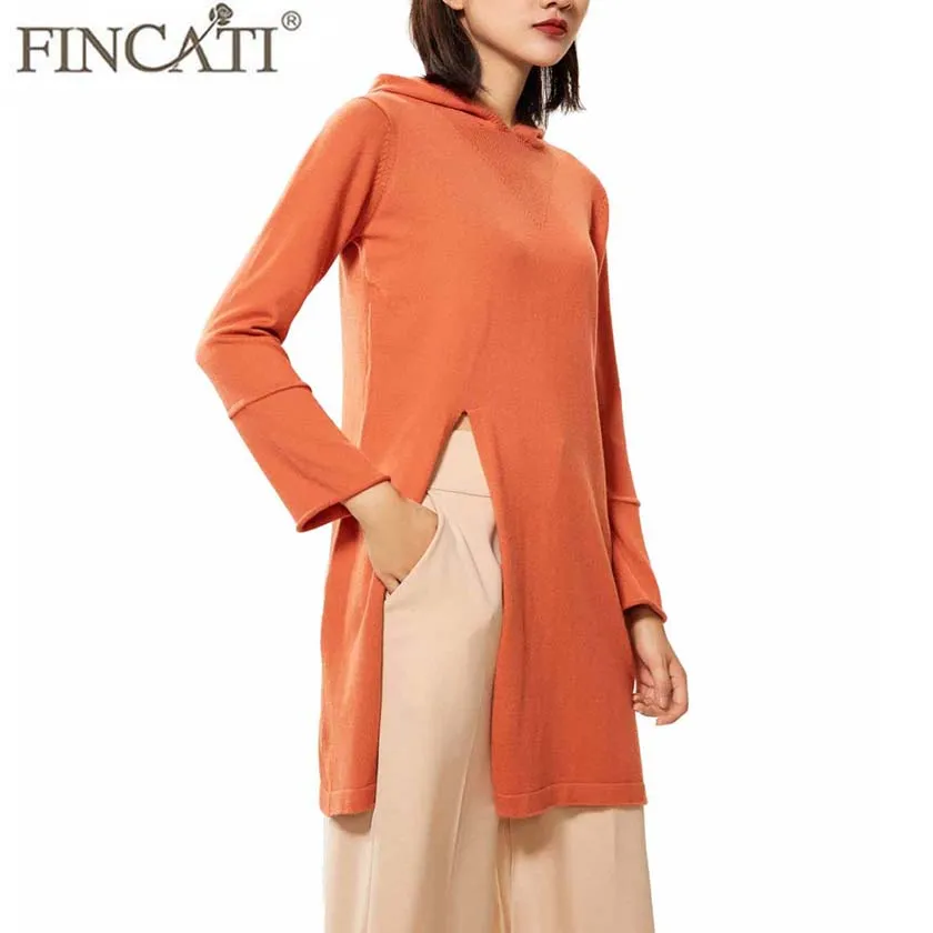 Hooded Dress Women Newest Autumn Winter Cashmere Wool Long Sleeve Flare Sleeve Split Hem with Hat Sweater Vestidos de Festa