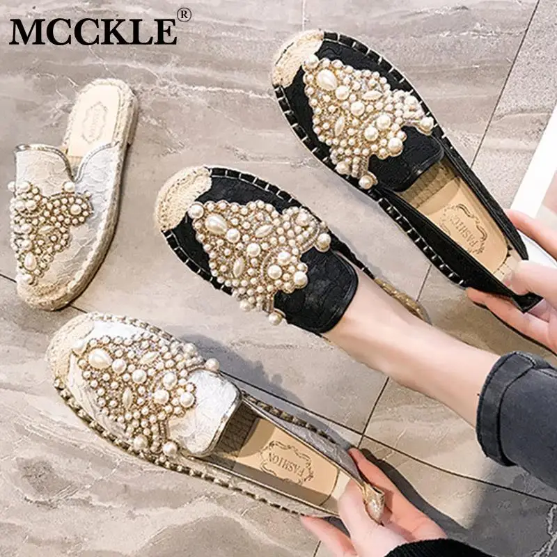 MCCKLE / женские слипоны на плоской подошве жемчужные сабо осенняя обувь для рыбака