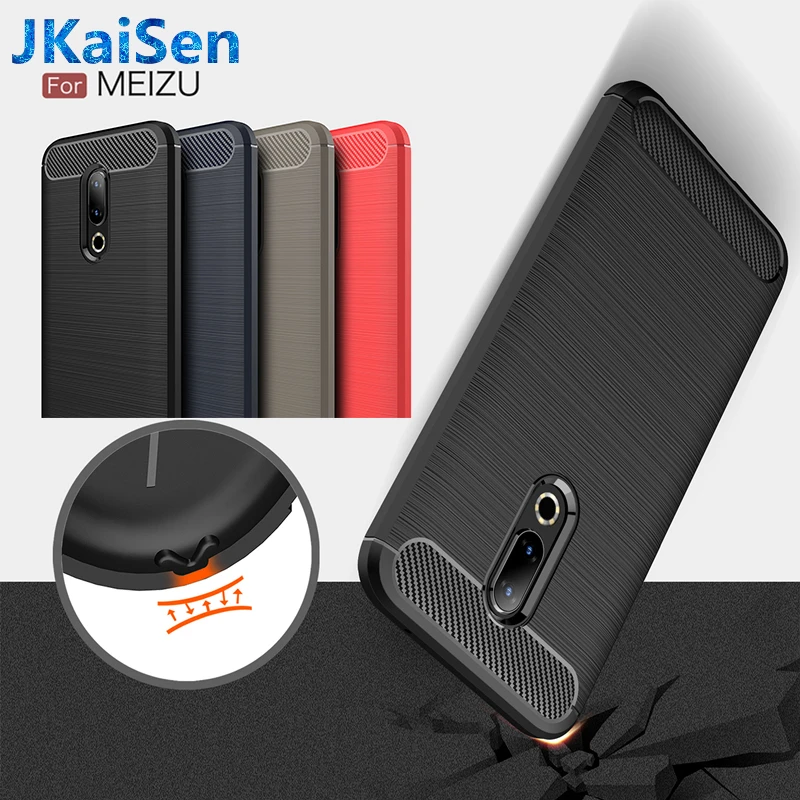 cheap Phone Case for MEIZU Pro 7 Plus Note 5 6 Carbon Fiber Soft TPU Brushed Anti Skid Back Cover for Meizu E2 3 15 16 Plus Lite S6