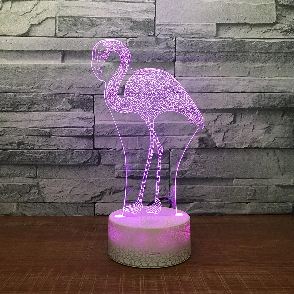 3D светодиодный RGB ночник в виде фламинго 7 цветов настольный светильник фигурки