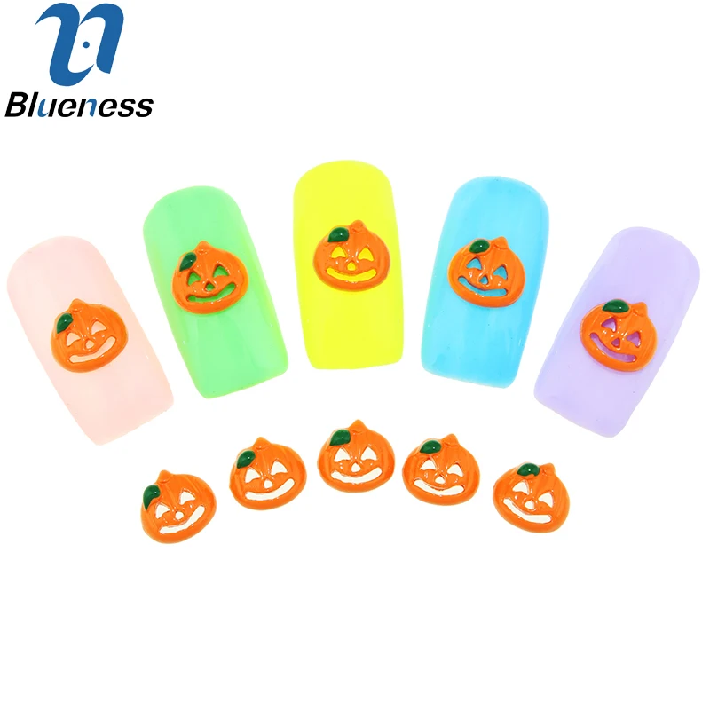 

10 Pcs/Lot 10mm*9mm Size 3D Cartoon Pumpkins Design Nail Supplies For Halloween Hollow Gold Alloy Nail Art Decorations TN1637