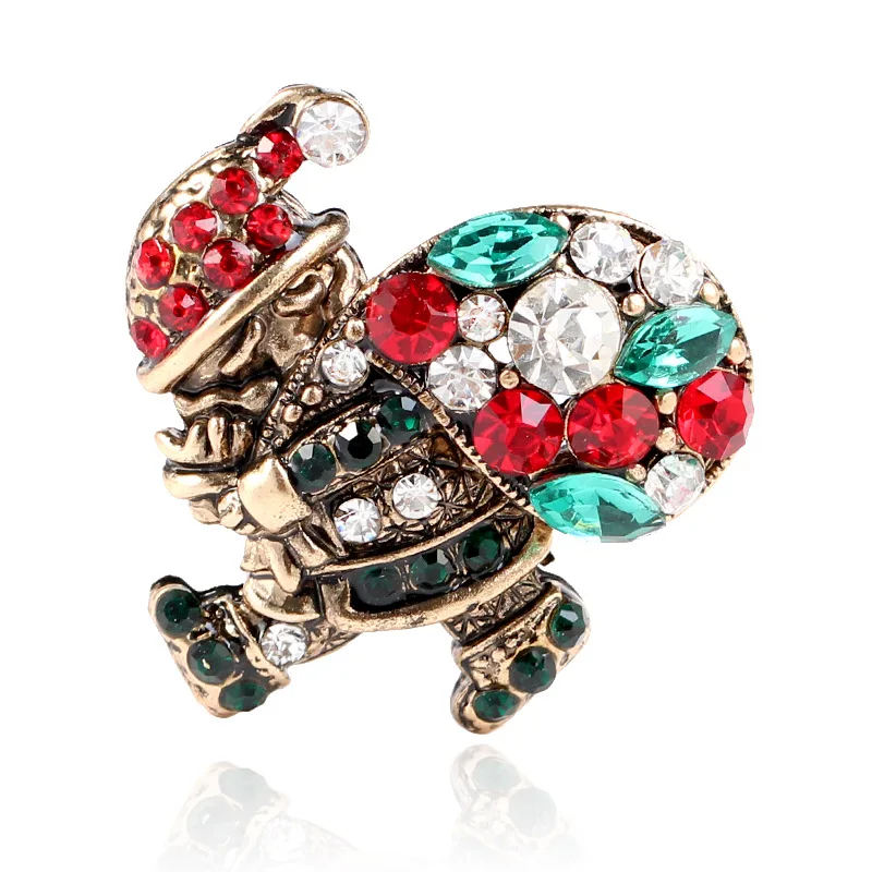 

CINDY XIANG Shiny Crystal Santa Claus With Present Brooches For Women And Man Colorful Rhinestone Pins Coat Accessories Jewelry