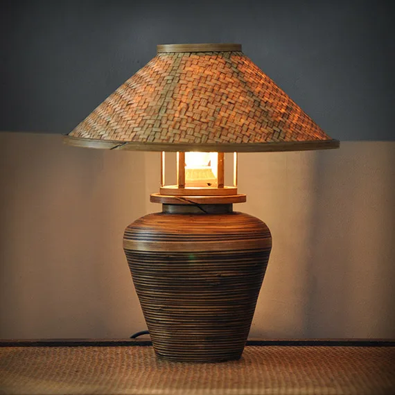 

Thai bamboo round pass table lamps creative hand-made living room hotel room lighting decorative table lights home zb46