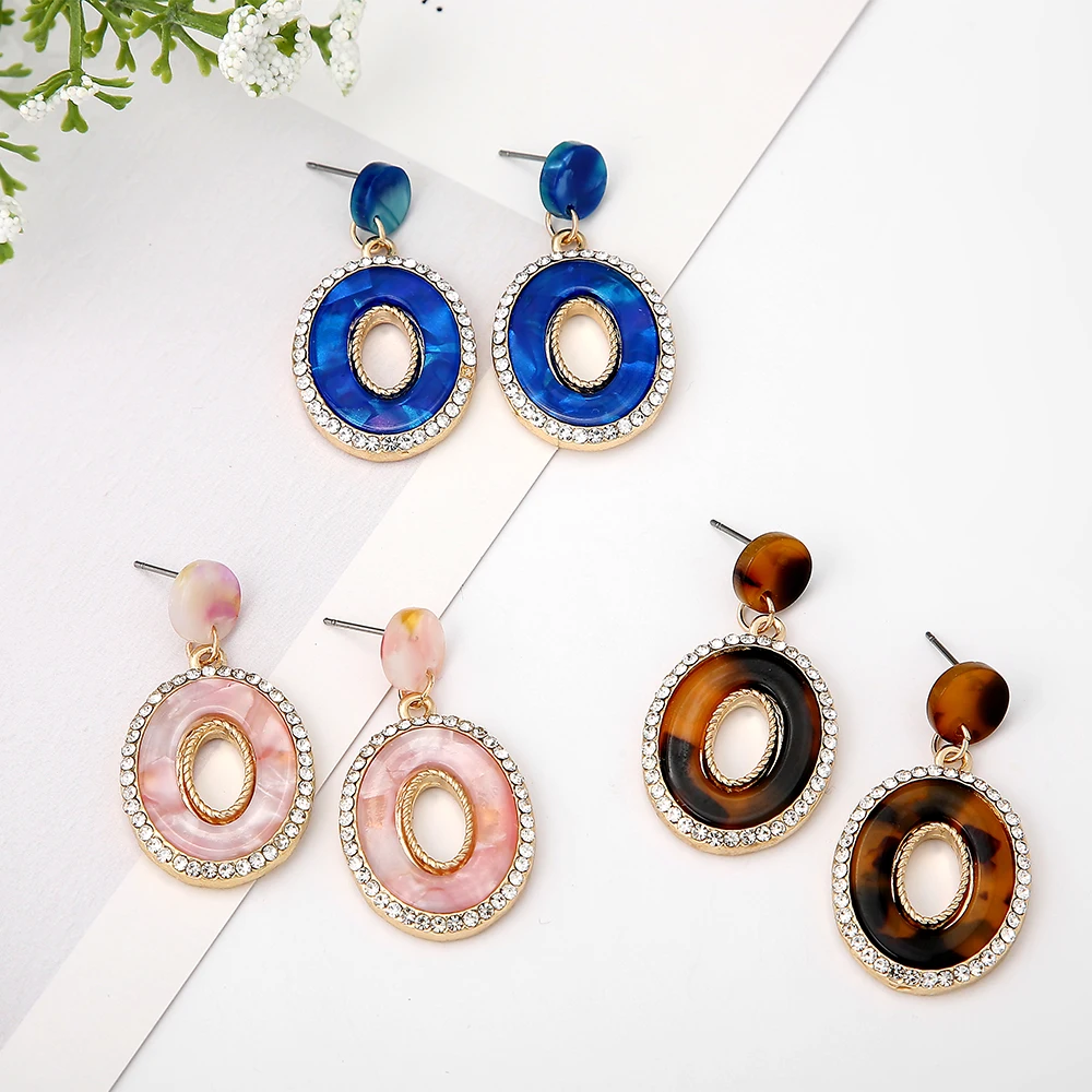 Korean Style Dangle Earrings Gold Color Big Hollow Round Circle Long