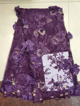 

2019 New style French net lace fabric 3D flower African tulle mesh lace fabric high quality african lace fabric red