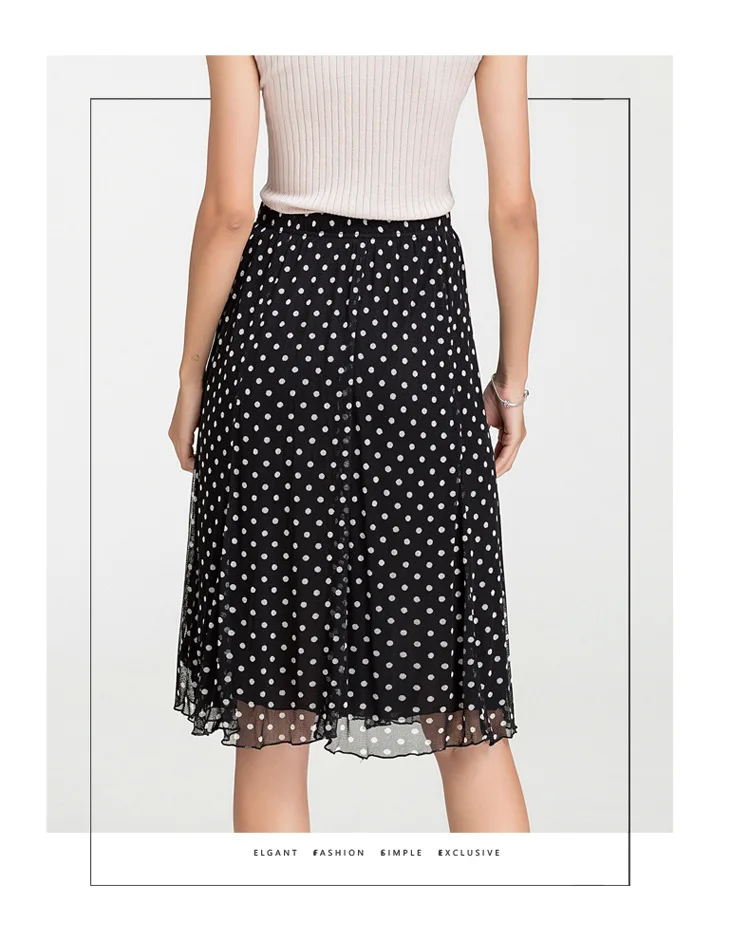 Женская юбка нового стиля Сетчатая юбка с образом буква А Двусторонние шелковая женская юбка с принтом 9012