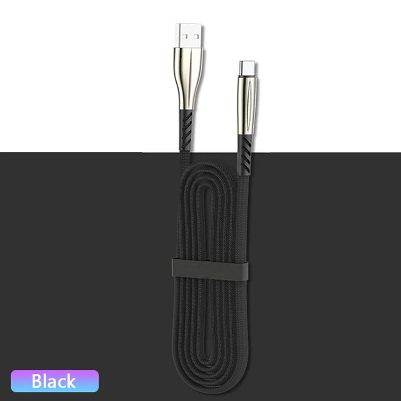 3A USB Type C Cable 0.5m 1m 2m 3m Fast Charging Micro USB C Cable for iPhone Xiaomi Redmi Note 7 Pro Android Mobile Phone Cables - Цвет: Черный