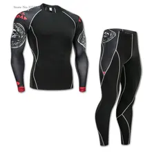 Мужской и женский спортивный костюм милый костюм Фитнес Бодибилдинг колготки футболка+ брюки 2 шт. Гидрокостюмы в стиле MMA комплект 4XL