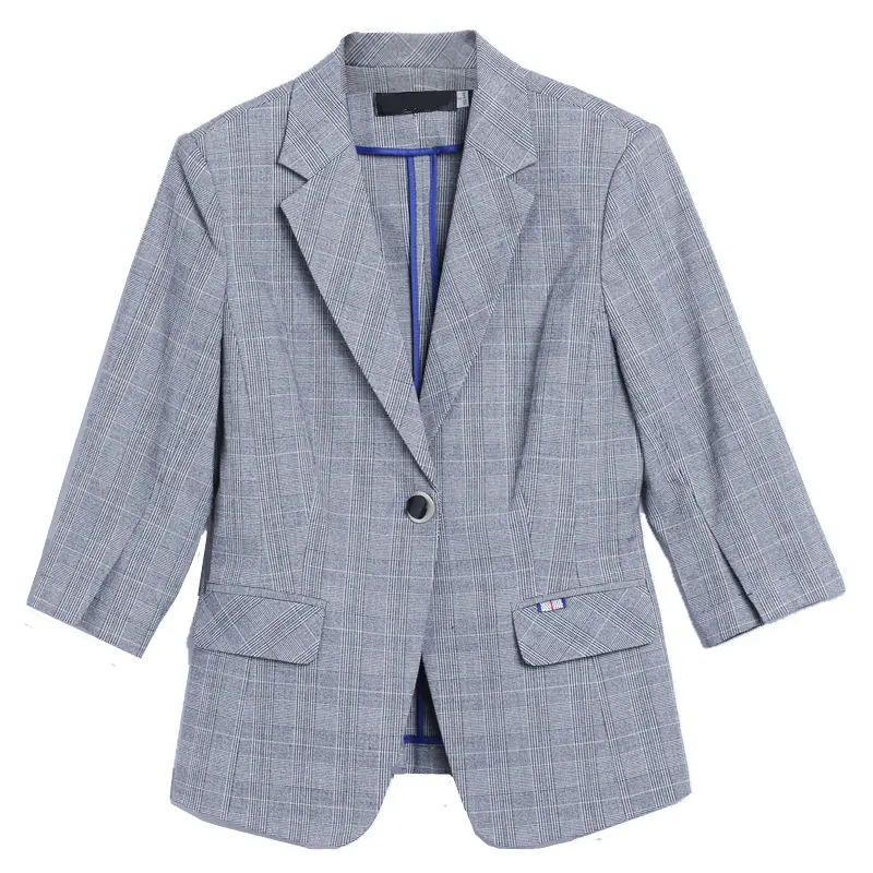 Dushicolorful 2 Pieces Set fashion Plaid suit elegant office Interview Work wear Business formal women lattice blazer skirt suit