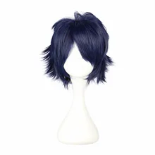 MCOSER 30 см короткий синтетический парик высокотемпературное волокно синий/черный цвет термостойкие парики WIG213E
