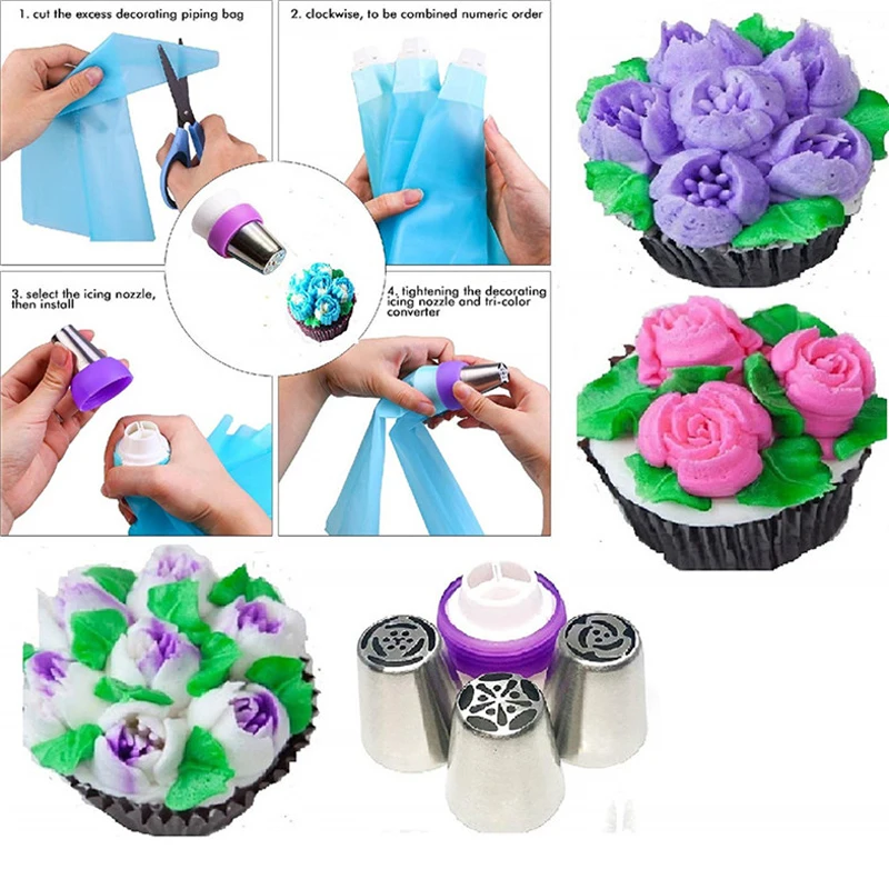 1pc Icing Nozzles Cake Decorating Set Pastry Tips Bags Tools Converter YI 