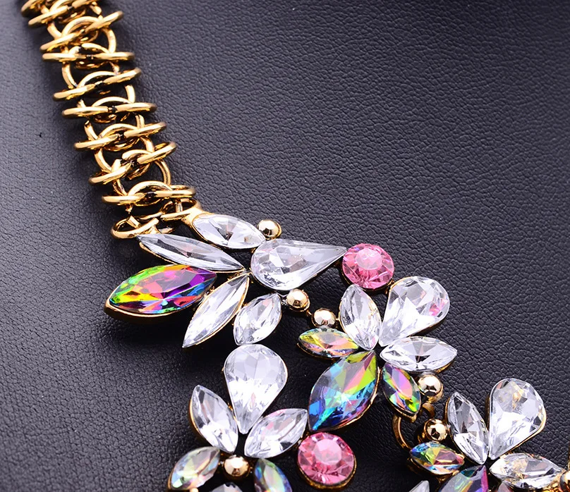 Лучшее женское модное роскошное массивное ожерелье с цветным цветком богемное Макси ожерелье с цепочкой из драгоценных камней роскошное Брендовое ювелирное изделие B334