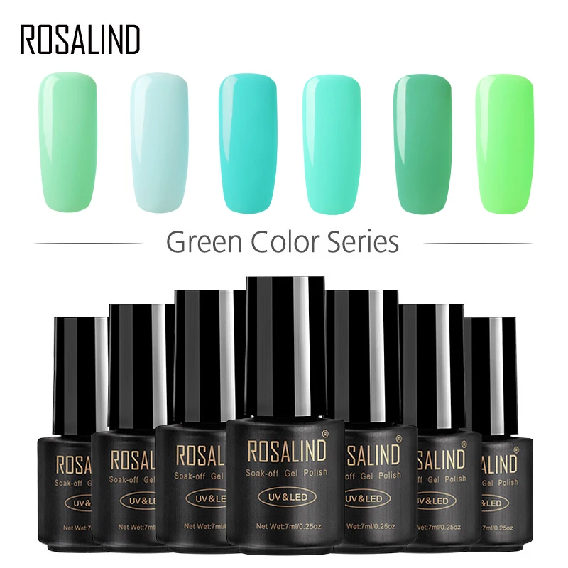 

ROSALIND 7ML Nail Polish Green color Series Nail Gel Polish Vernis Semi Permanent Nail Art Gel Nail Varnishes