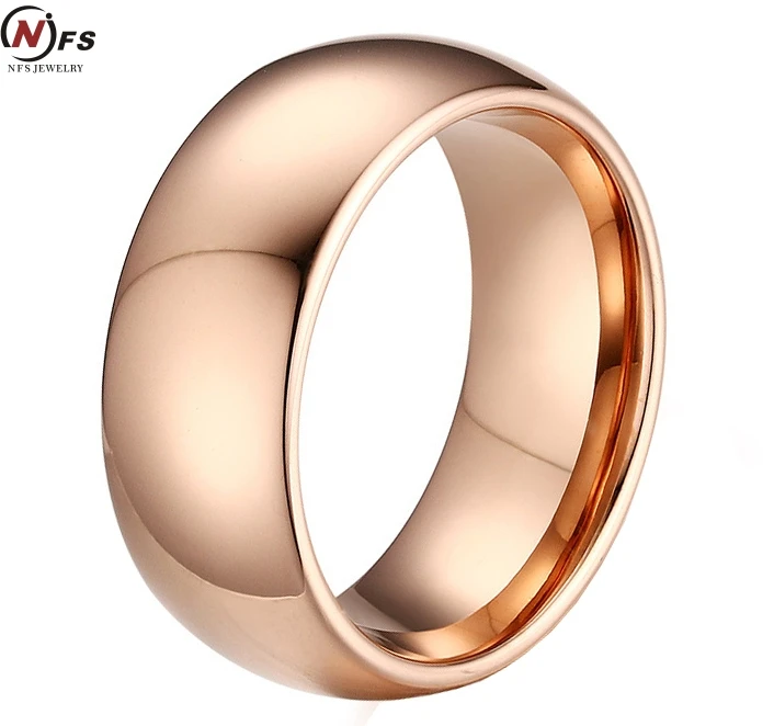 

NFS Very Nice Quality Tungsten Ring Rose Gold Male Ring 8mm Fashion Wedding Band Ring For Men And Women Full Size Wholesale