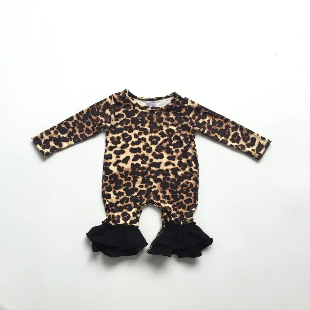 

fall/winter new arrival milk silk baby girls Toddler black leopard clothes infant romper tutu cotton romper long sleeve ruffles