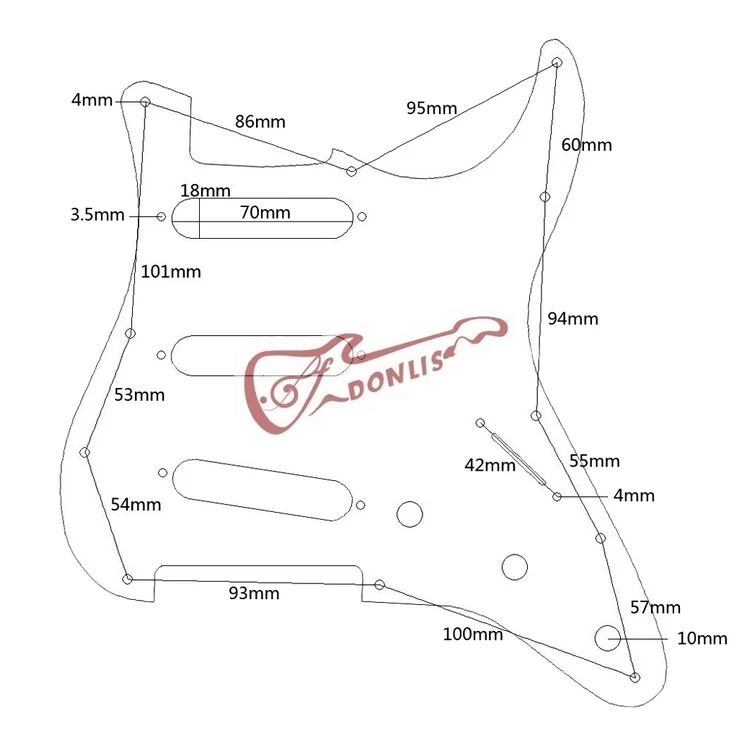 Donlis бронзовая алюминиевая ST гитара накладка щит SSS металлическая гитара скребок 11 Монтажная гитара отверстия Аксессуары для гитары ra