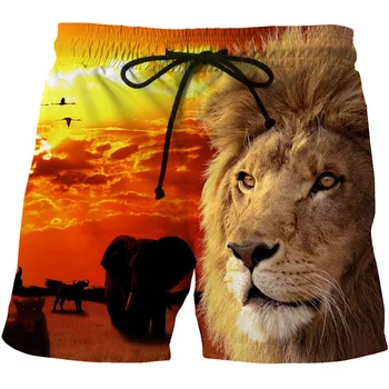 

Animal Lion Head Sunset 3D Print Men Beach Shorts Fashion Male Hiphop Board Shorts Golden Casual Pockets Trousers 6XL Drop ship