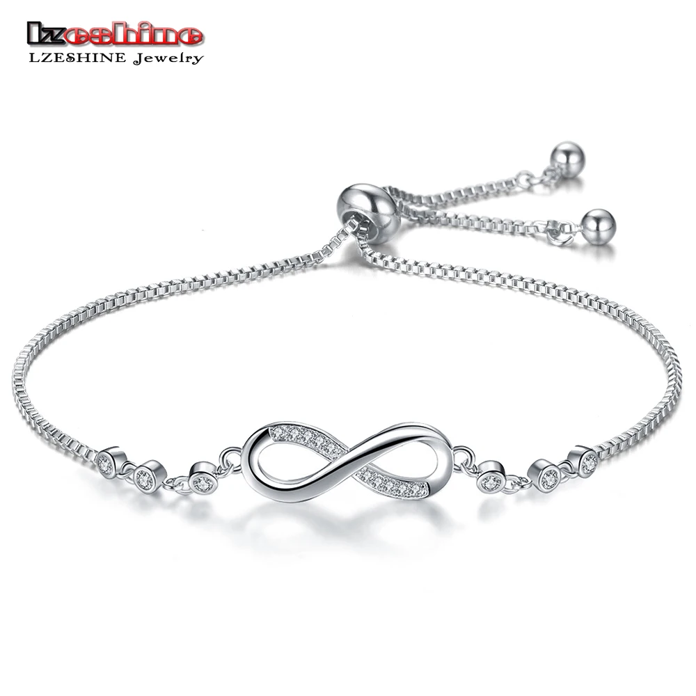 LZESHINE Trendy Regulowany Charm Bransoletki i Bangles Dla Kobiet Kolor Srebrny 8 Kształt Bransoletki Moda Biżuteria Dropshipping
