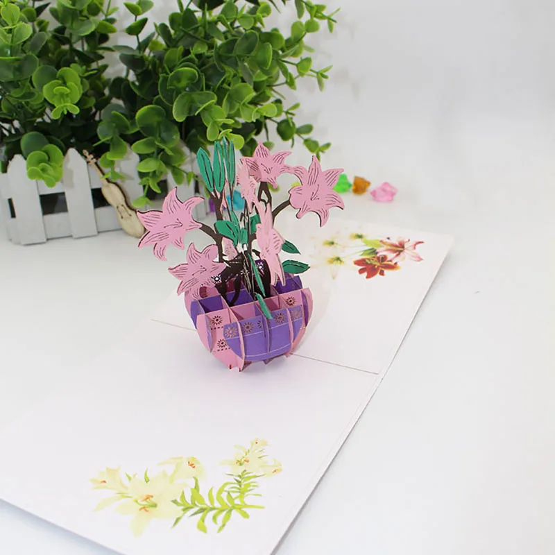  3D Handmade Color Printed Perfume Lily Valentine's Day Paper Invitation Greeting Cards Father's Mot - 33005925924