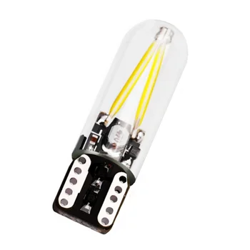 

100pcs T10 2825 W5W Filament COB LED Lights Glass Shell Wedge Auto Parking Light Tail Side Bulbs Car Interior Reading Dome Lamp