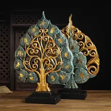 Тайские ремесла Юго-Восточной Азии твердые деревянные украшения для дома резьба по дереву Золотая фольга Bodhi лист резьба по дереву предпочтение