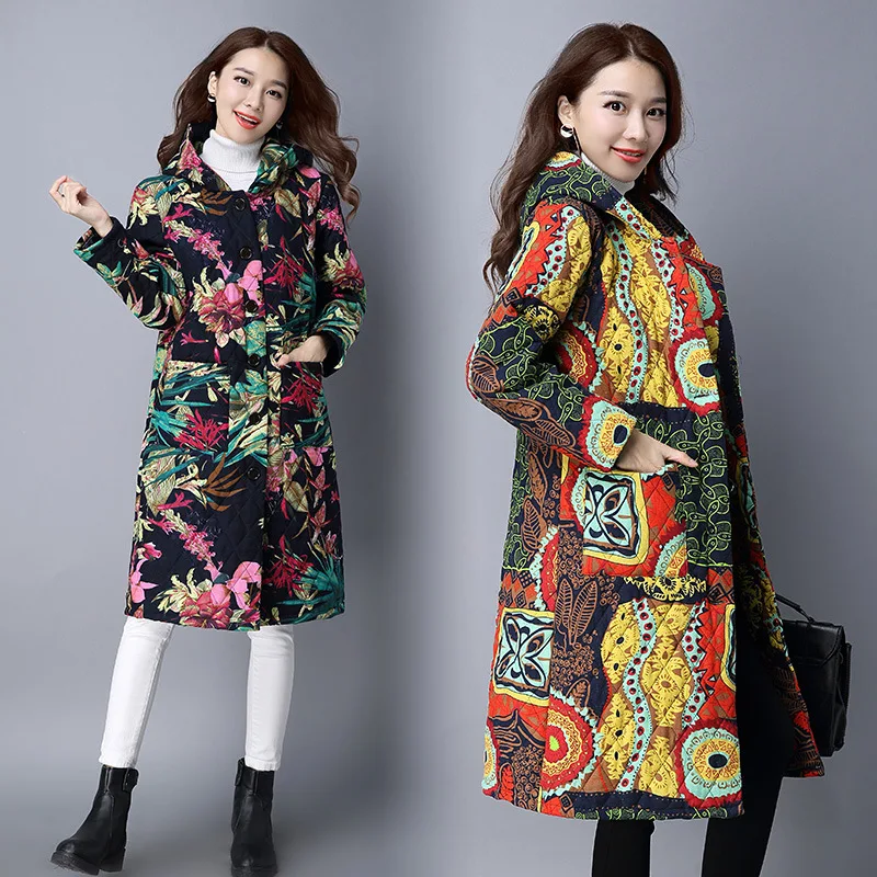 

Ukraine Special Offer Solid Wholesale 2016 New Winter Folk Style Hooded Sleeve Cotton Padded Jacket Lengthened Thickened Female