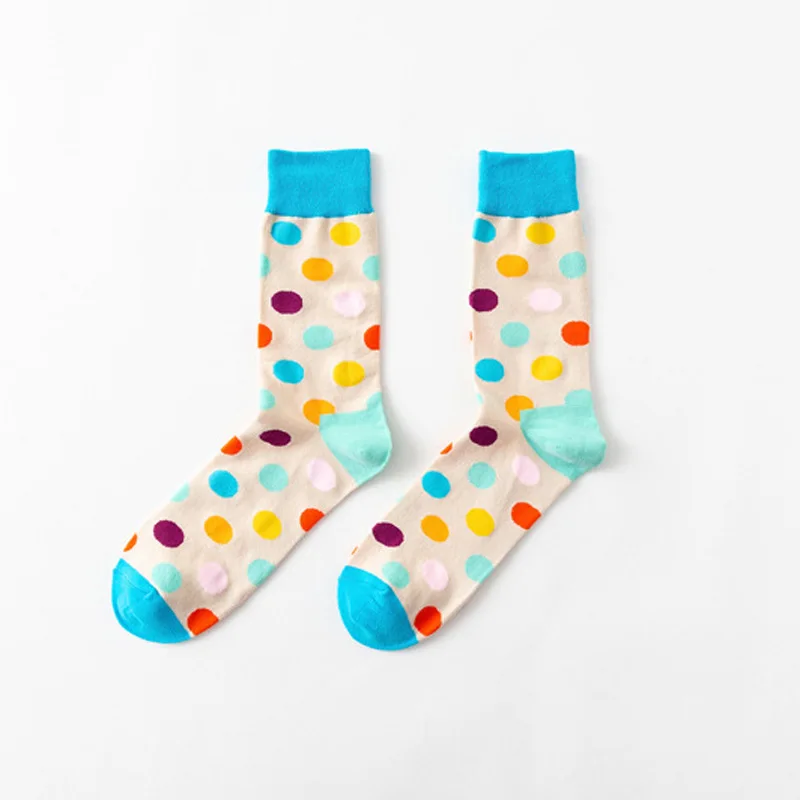 Мужские носки забавные хлопковые носки в стиле Харадзюку, хип-хоп, уличный стиль, с рисунком вишни, оригами, горячих воздушных шаров, звезд, счастливых, повседневные, для катания на коньках - Цвет: 44 dots