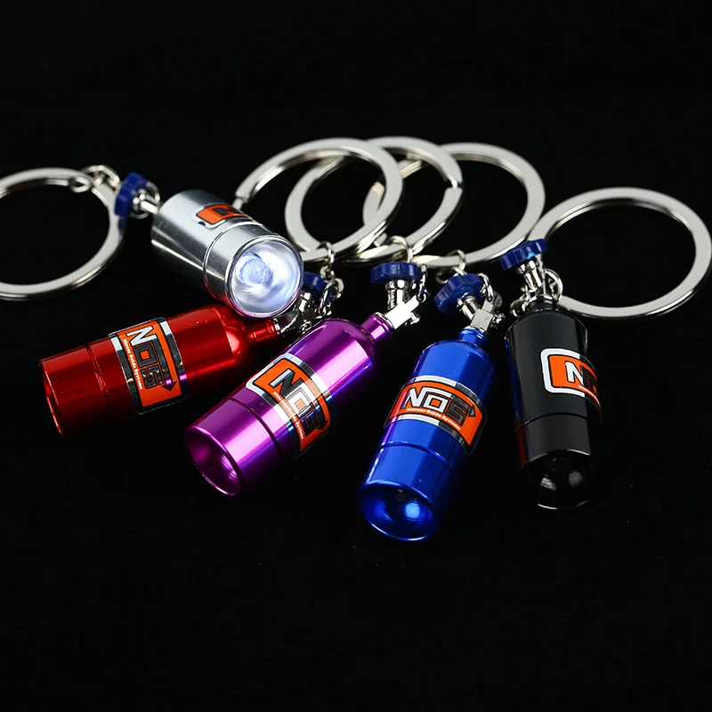 NOS Led Lamp Mini Nitrous Oxide Bottle Key Chain Keychain Keyring Stash
