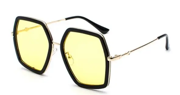 Итальянские Роскошные брендовые негабаритные Квадратные Солнцезащитные очки для женщин и мужчин, брендовые дизайнерские ретро солнцезащитные очки для женщин Oculos 1227T - Цвет линз: Black Frame Yellow