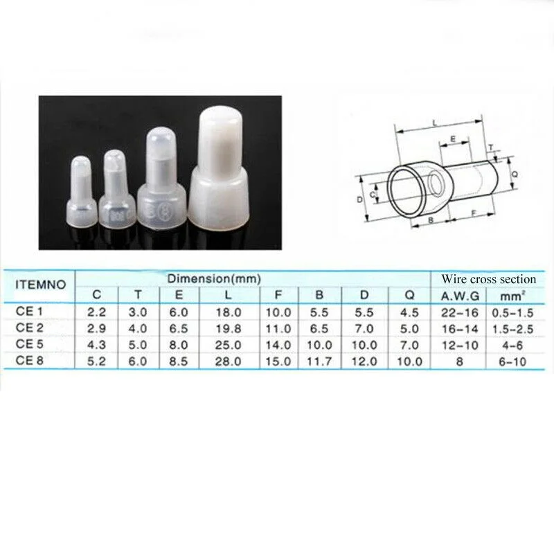 10/20/50 шт Пластик закрытый конец застежки-помехи PC электрическая кабельная проводка изолированные клеммы соединители 8~ 22 AWG