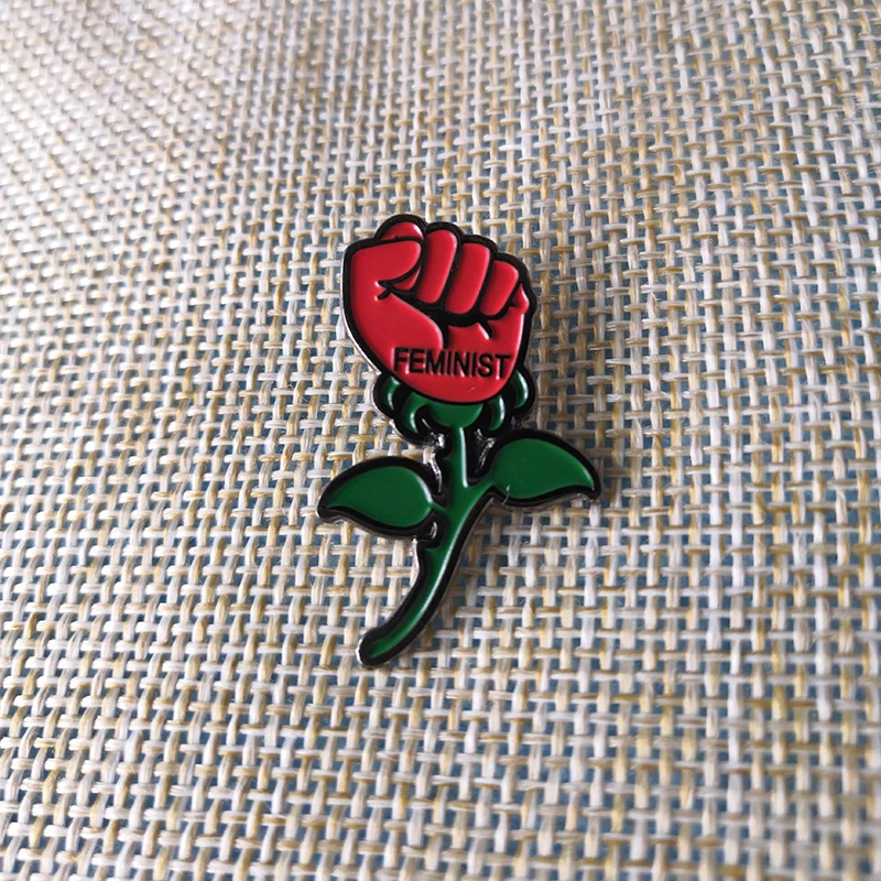 

feminist rose brooches pin badge gifts for women march 8