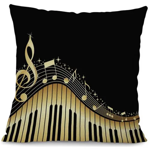 Linen 18 inches Music Note Home Decoration Cushion Cover Office Chair Back Cushion Case Windows Sofa Car Textile Decor