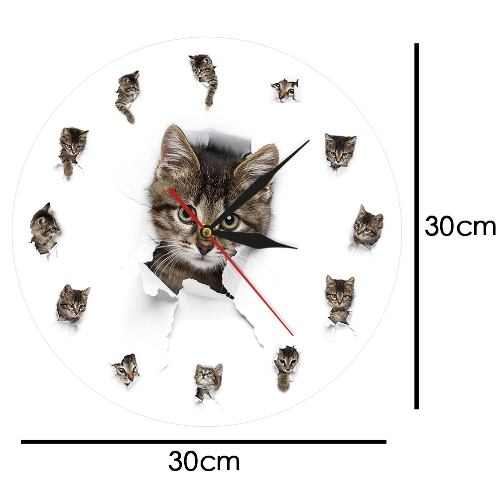 Милый озорной кот часы животное жизнь грязный узор дизайн кошка владелец интерьера подвесные часы художественный Декор часы