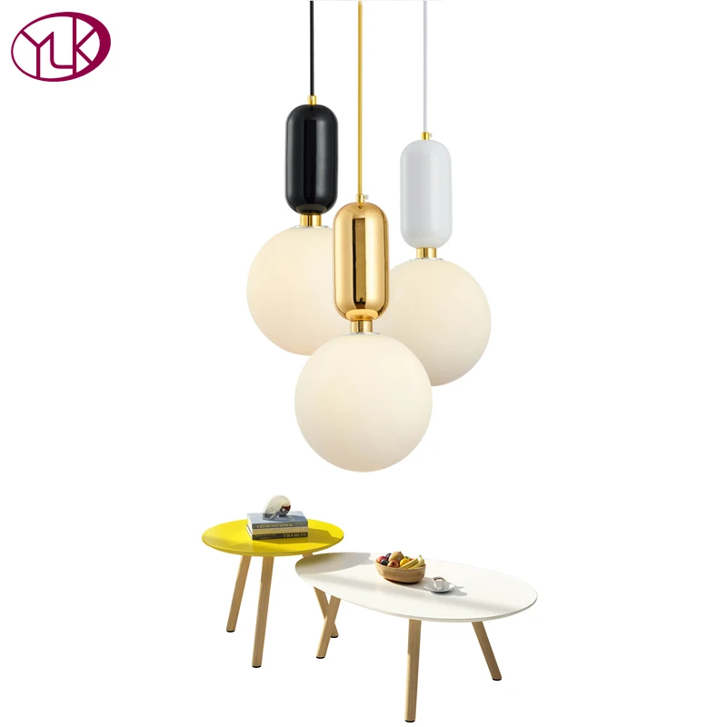 

Youlaike Modern Brief Pendant Light For Dining Room White Glass Lampshade Suspension Wire Hanglamp LED luminaire suspendu