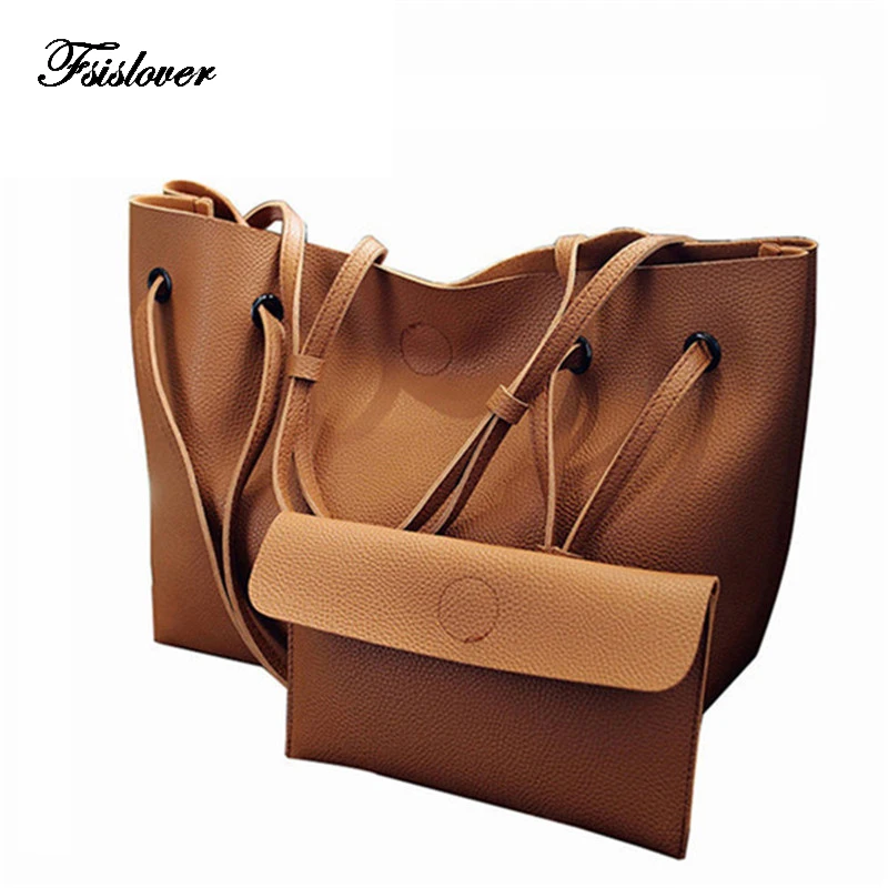 

Vintage Soft Leather Women Bag Set Luxury Brand 2018 designer Fashion Female Shoulder Bags Big Casual Bags Set handbags Sac