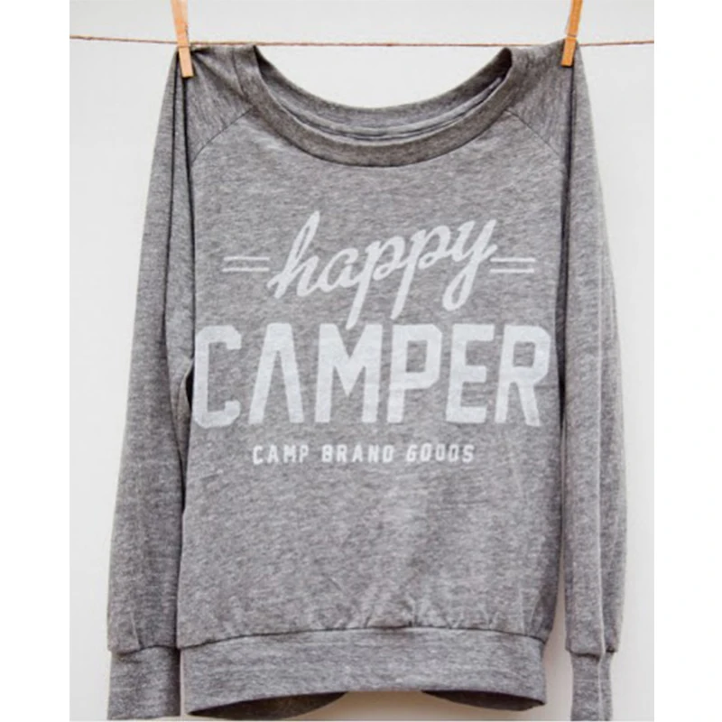 Толстовка Happy CAMPER Street с английским принтом свободная толстовка круглым