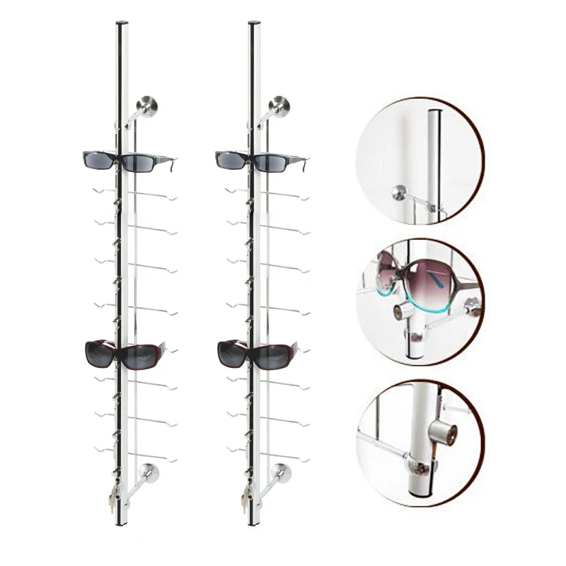 

LOC-B-9PC-90CM Wall Mount Metal Lockable glasses display rack stand