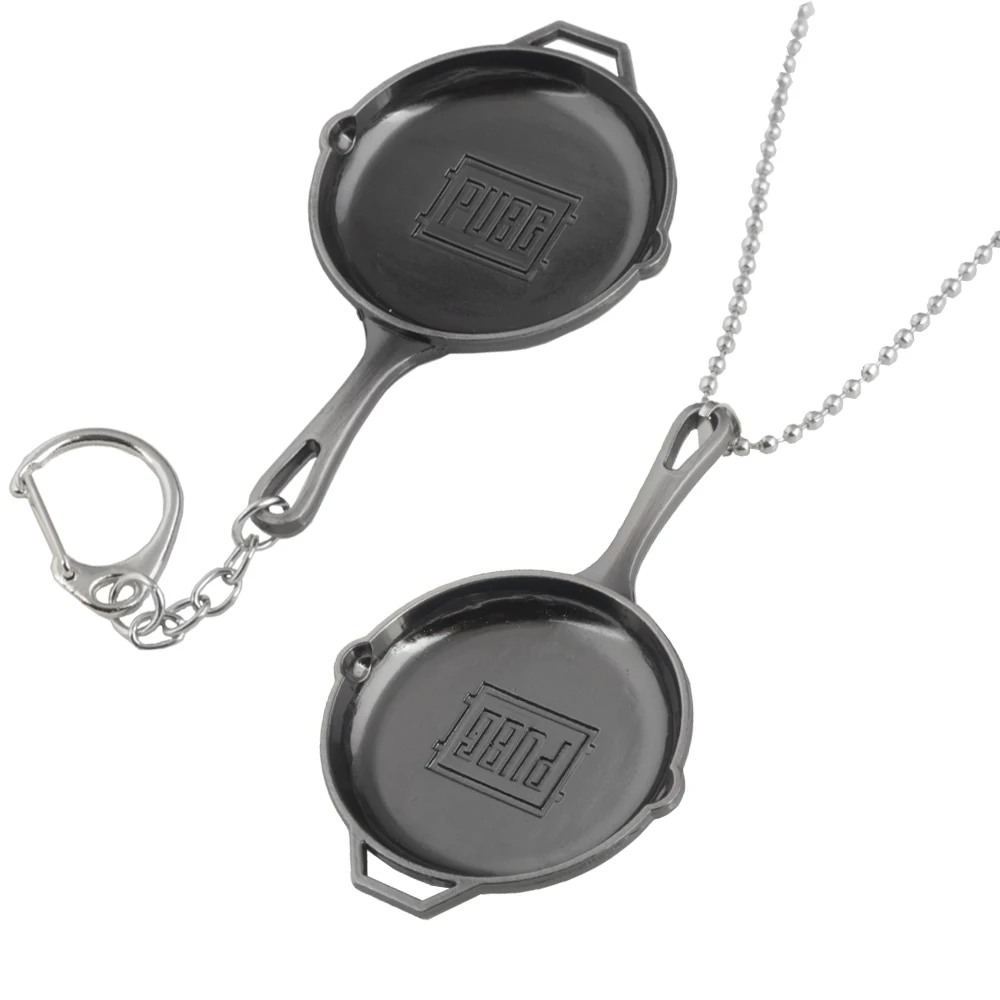 

Fashion New Black PUBG Frying Pan Keychain High Quality Hot Game Playerunknown's Battlegrounds Keyring For Women And Men Fans