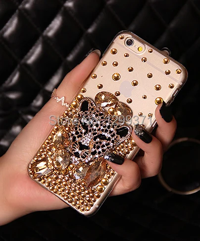 Gold Fox Leopard Bling Diamond Case Cover For Iphone X 8 7