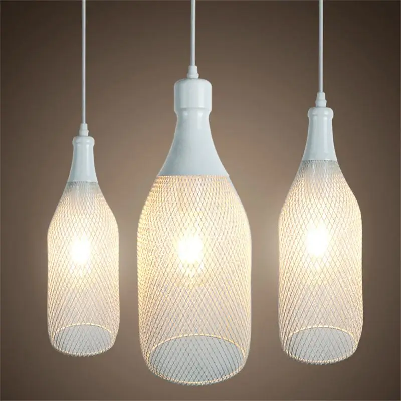 

1pcs With the retail box loft bottle net pendant lamp E27 holder iron cage network pendant lights counter attic bookstore