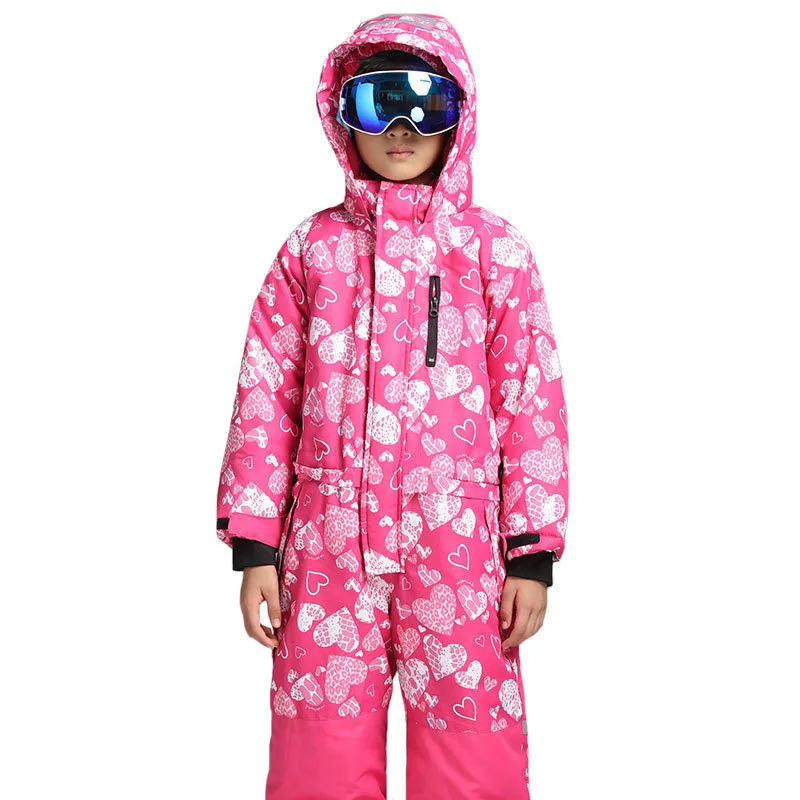 Зимние уличные детский лыжный костюм; ветрозащитная Водонепроницаемая теплая зимняя женская обувь, утепленные цельный лыжный костюм для детей, для занятий спортом на открытом воздухе - Цвет: color 1