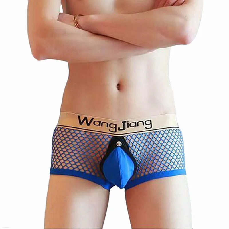

KWAN.Z male underwear boxer men big mesh breathable transparent detachable cueca boxer men underwear cuecas gay men's underwear