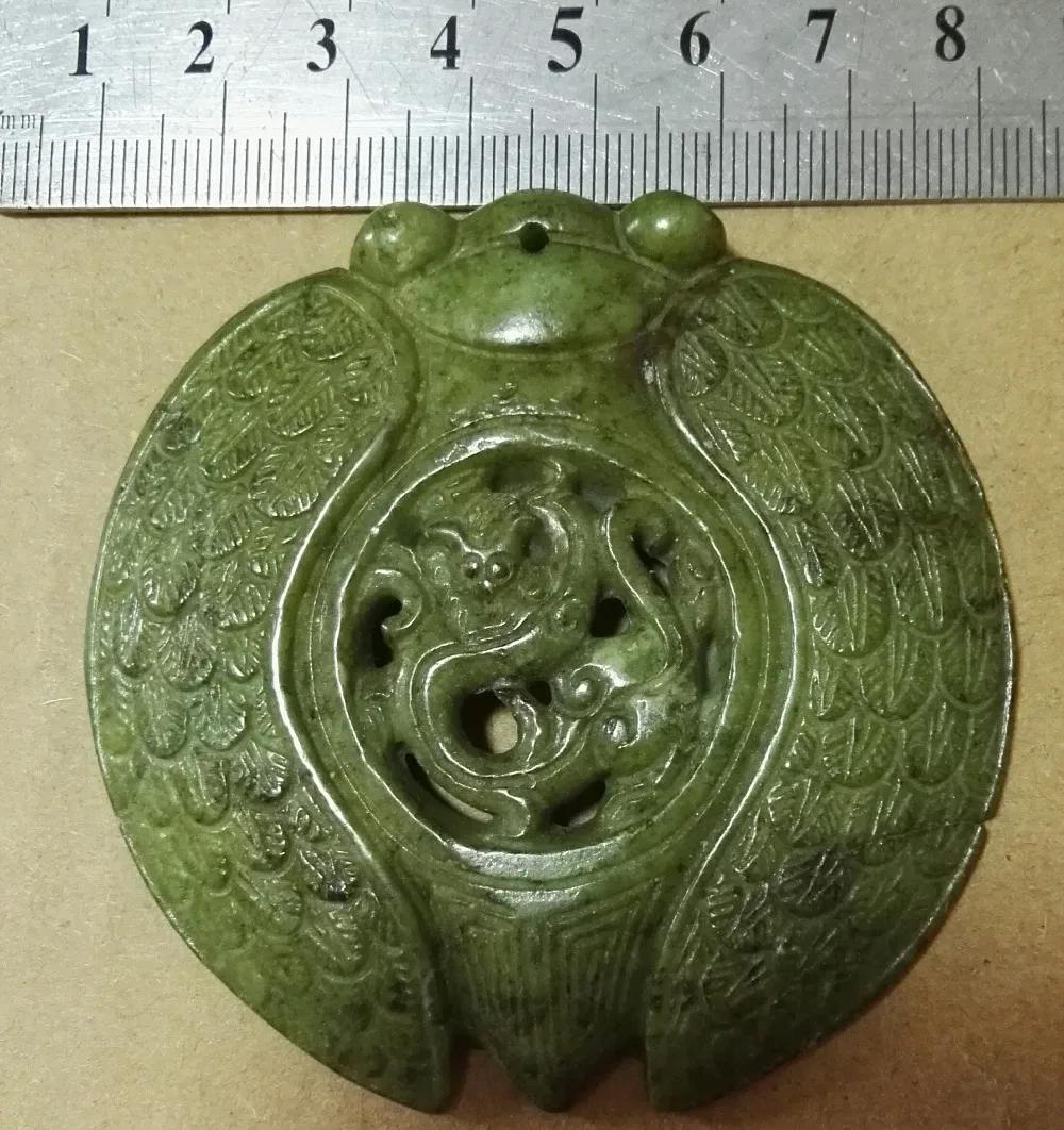 

CHINESE OLD HANDWORK GREEN JADE STONE CARVED PENDANT free shipping