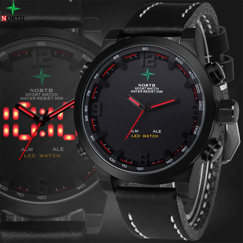 Светодиодные Мужские часы Top Brand Luxury аналоговые цифровые LCD кварцевые Военный
