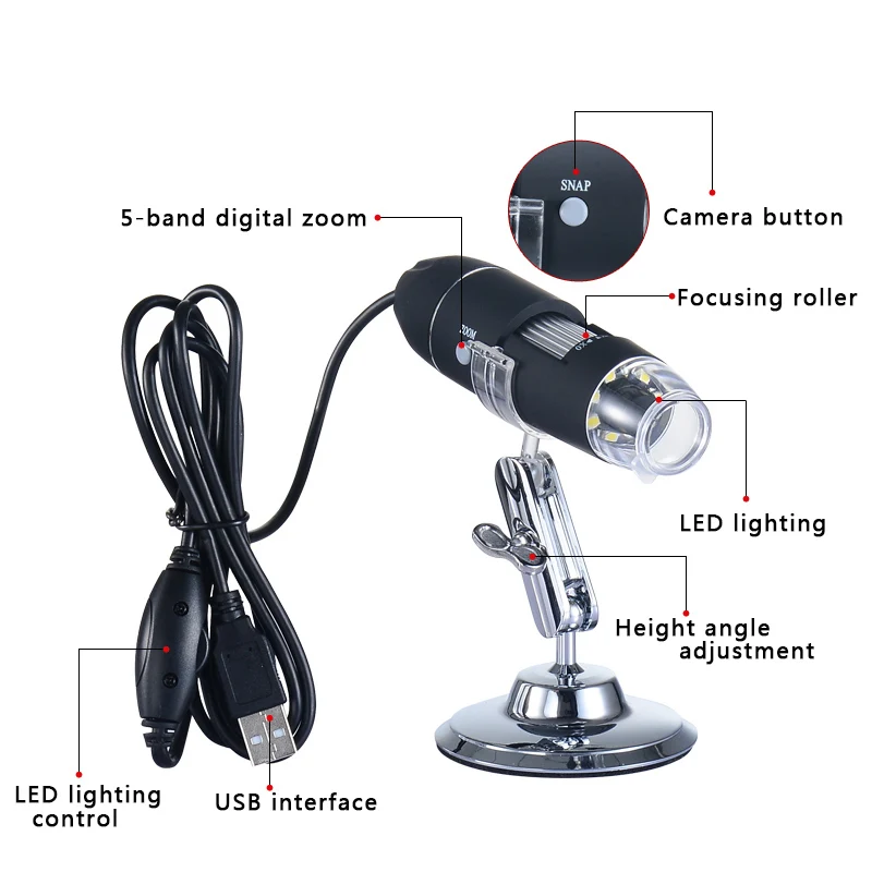 

8 LEDs Mega Pixels 500X 1000X 1600X Digital USB Microscope Magnifier Electronic Stereo USB Endoscope Camera